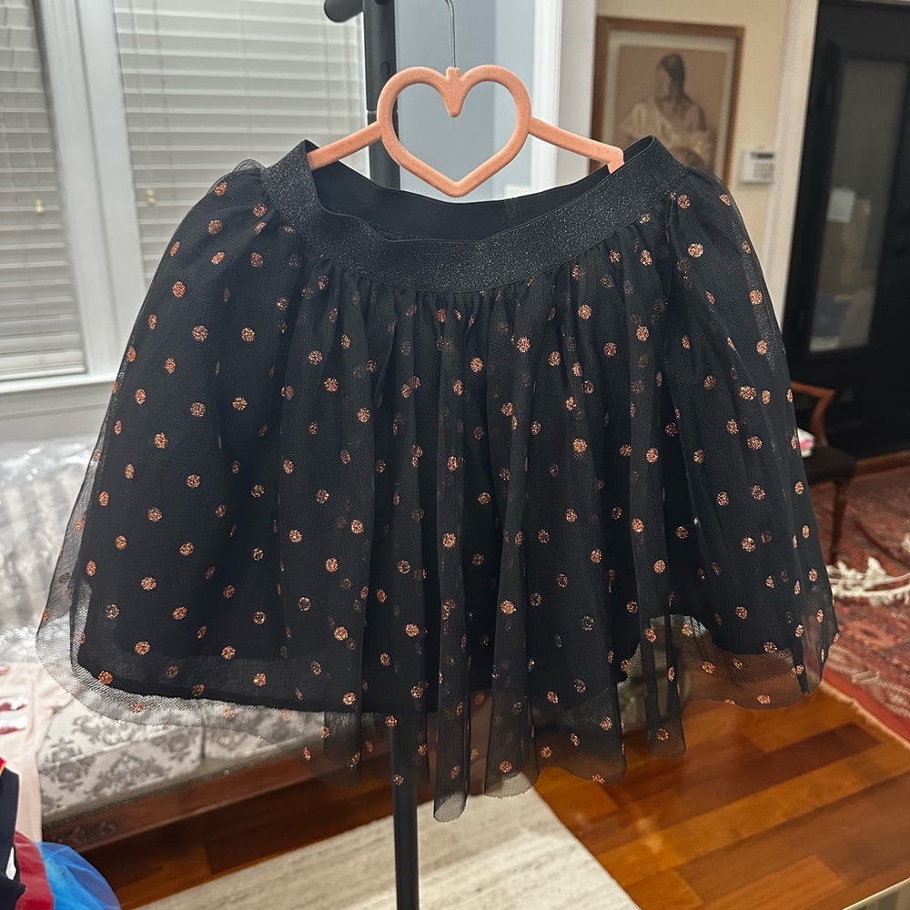 Catimini Black Tulle Skirt with Copper Dot Sparkle for Girls - Size: 6 years